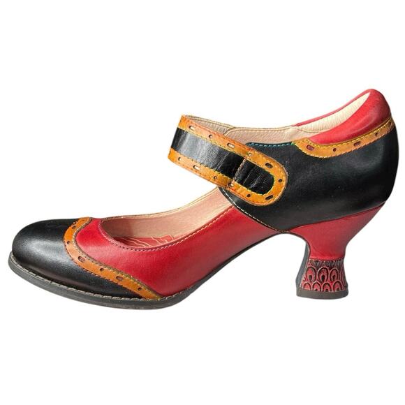 L’artiste X Spring Step Women’s Mary Ellen Red Black Mary Jane Size 39 US 8.5 - Picture 2 of 11